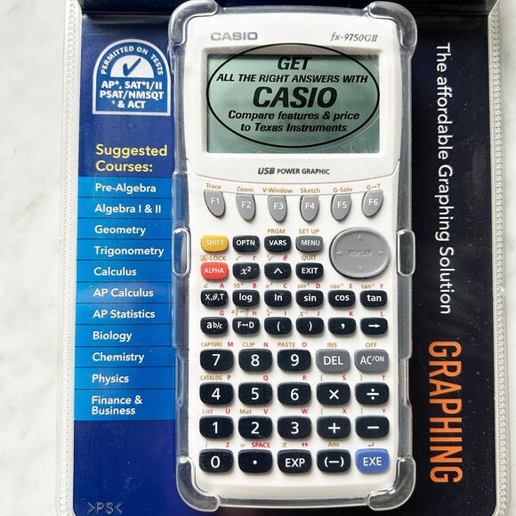 Casio fx-9750GII White Graphing Calculator NEW Sealed-Calculus Trig Chem Physics - Picture 2 of 6